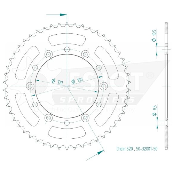 SPROCKET REAR 50T 520 - Bild 2