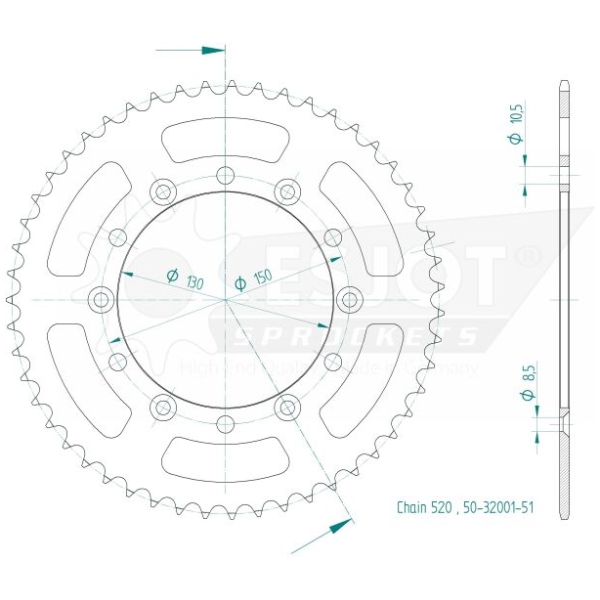 SPROCKET REAR 51T 520 - Bild 2