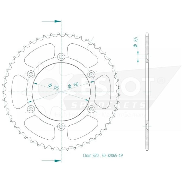 SPROCKET REAR 49T 520 - Bild 2