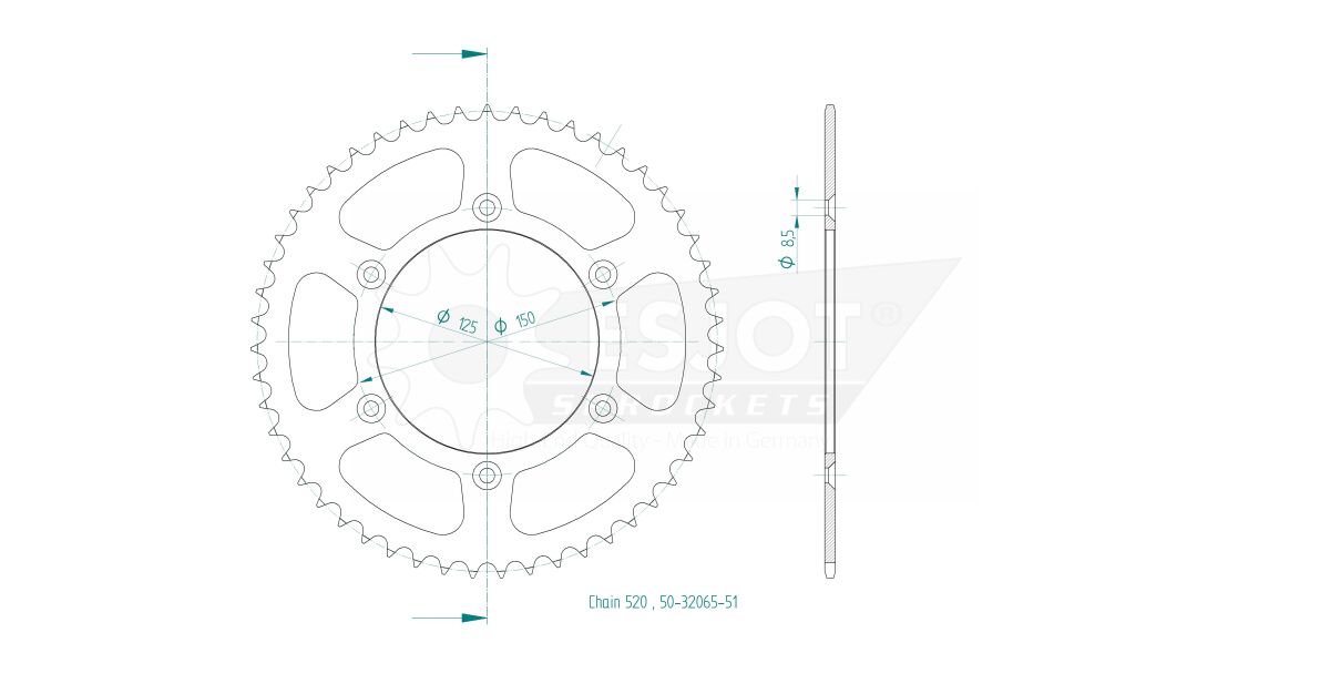 SPROCKET REAR 51T 520 - Bild 2