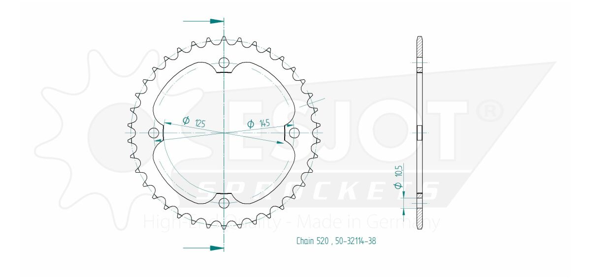 SPROCKET REAR 38T 520 - Bild 2