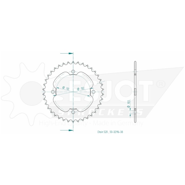 SPROCKET REAR 38T 520 - Bild 2