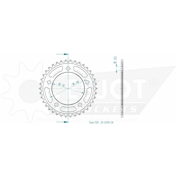 SPROCKET REAR 38T 520 - Bild 2