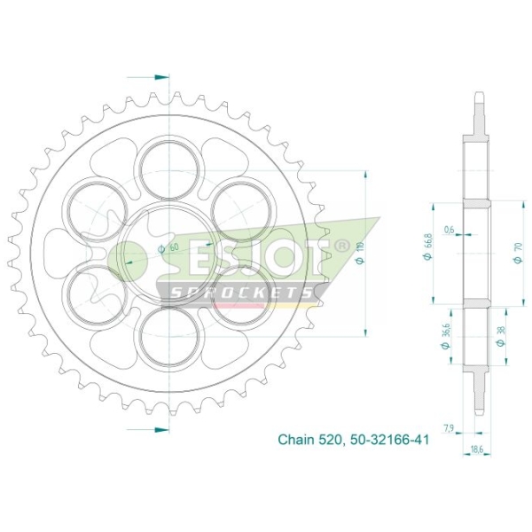 SPROCKET REAR 41T 520 - Bild 2