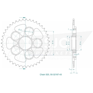 SPROCKET REAR 43T 520
