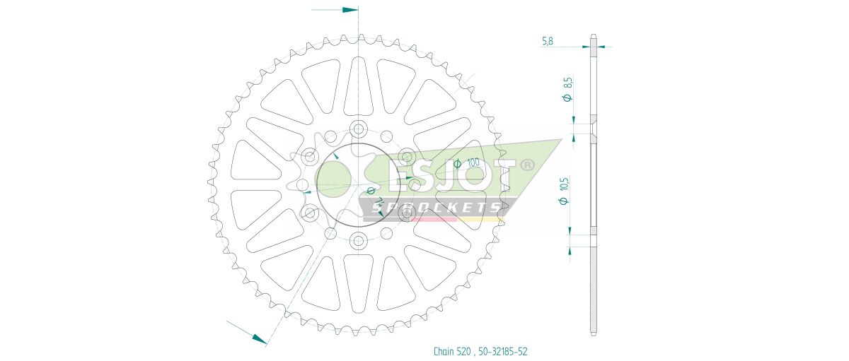 SPROCKET REAR 52T 520 - Bild 2
