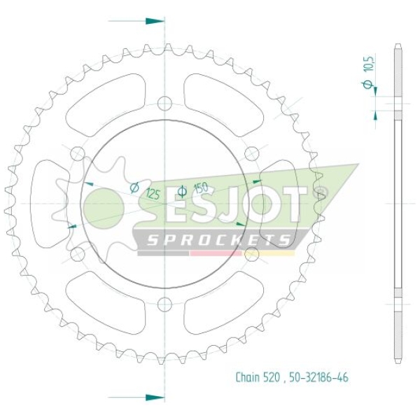 SPROCKET REAR 46T 520 - Bild 2