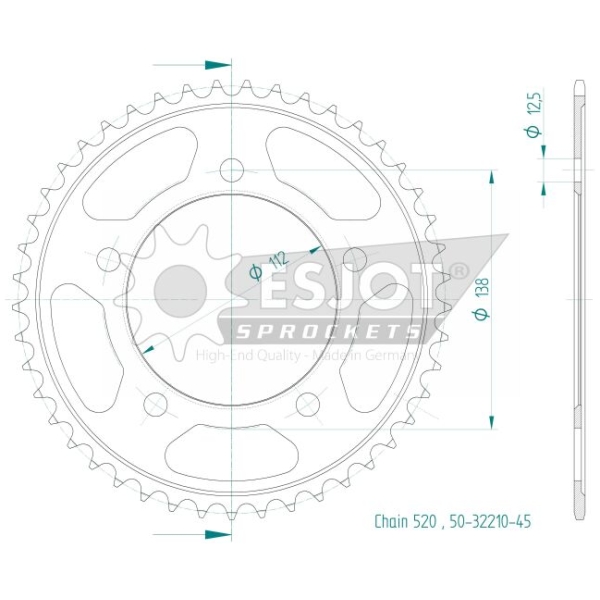 SPROCKET REAR 45T 520 - Bild 2