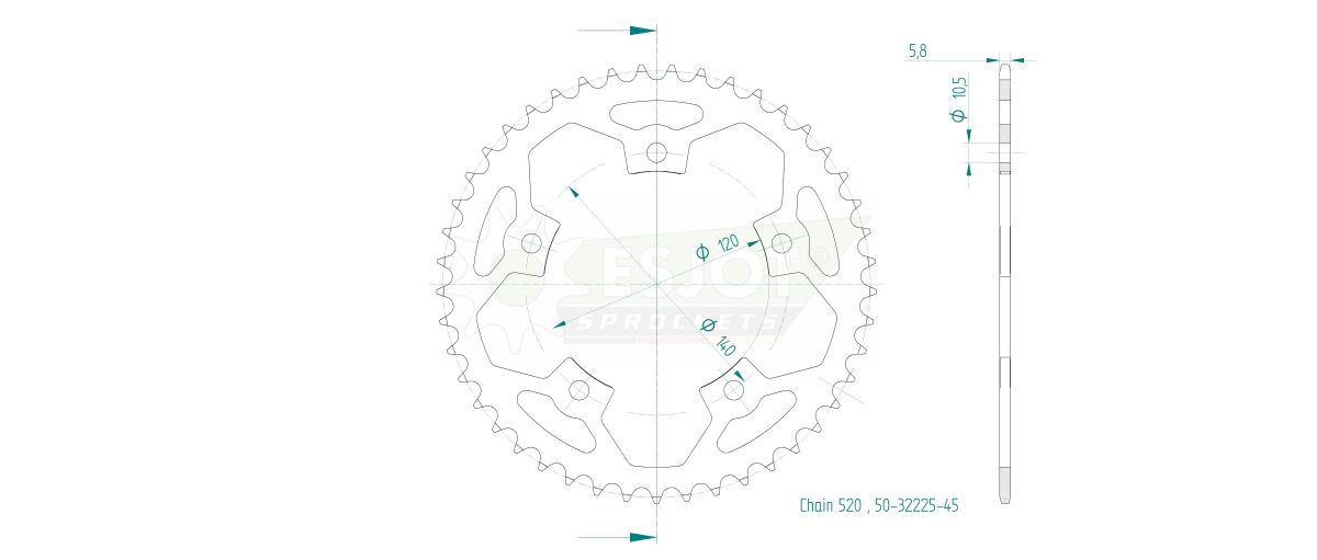 SPROCKET REAR 45T 520 - Bild 2