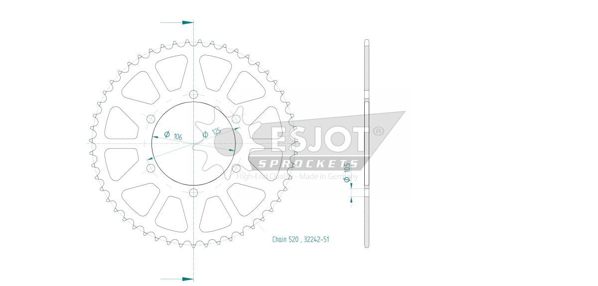 SPROCKET REAR 51T 520 - Bild 2