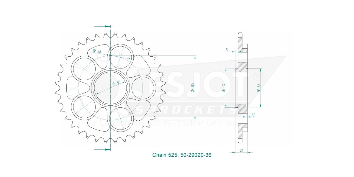 SPROCKET REAR 36T 525 - Bild 2