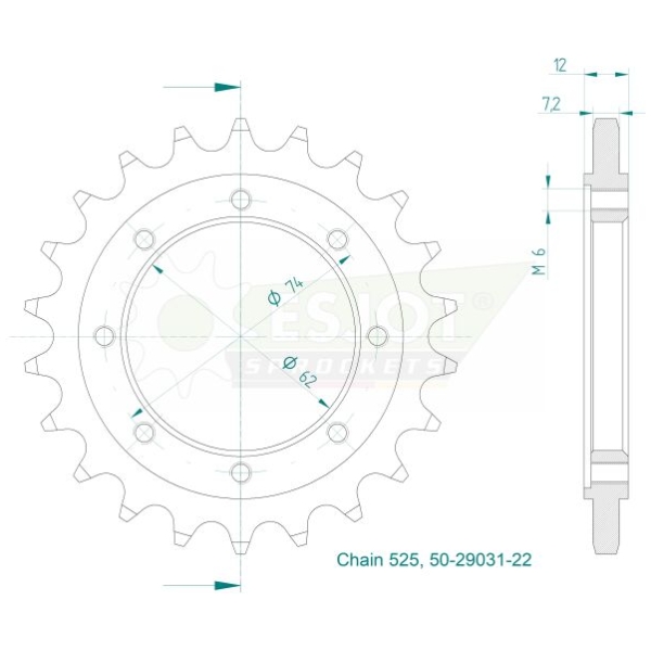 SPROCKET FRONT 22T 525 - Bild 2