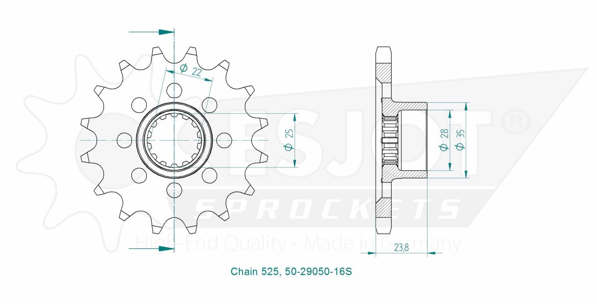SPROCKET FRONT 16T 525 - Bild 2