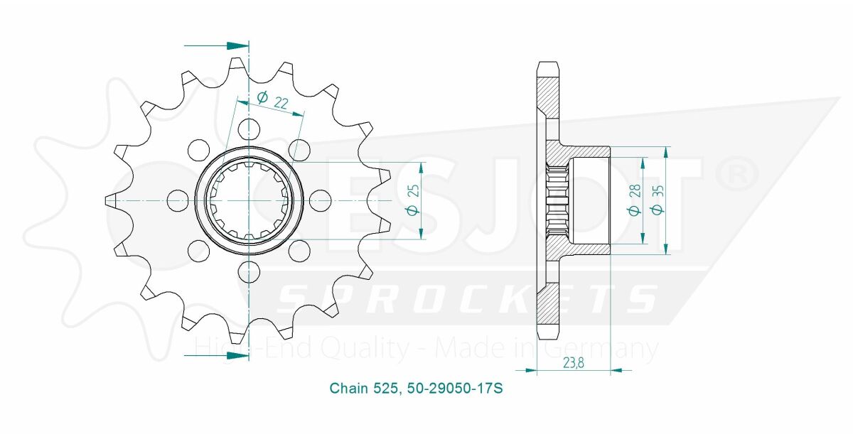 SPROCKET FRONT 17T 525 - Bild 2