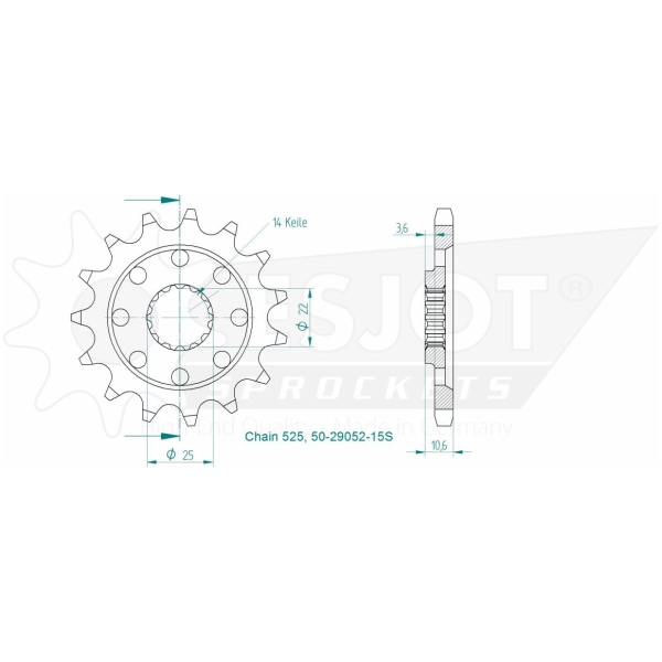SPROCKET FRONT 15T 525 - Bild 2