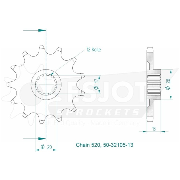 SPROCKET FRONT 13T 520 - Bild 2