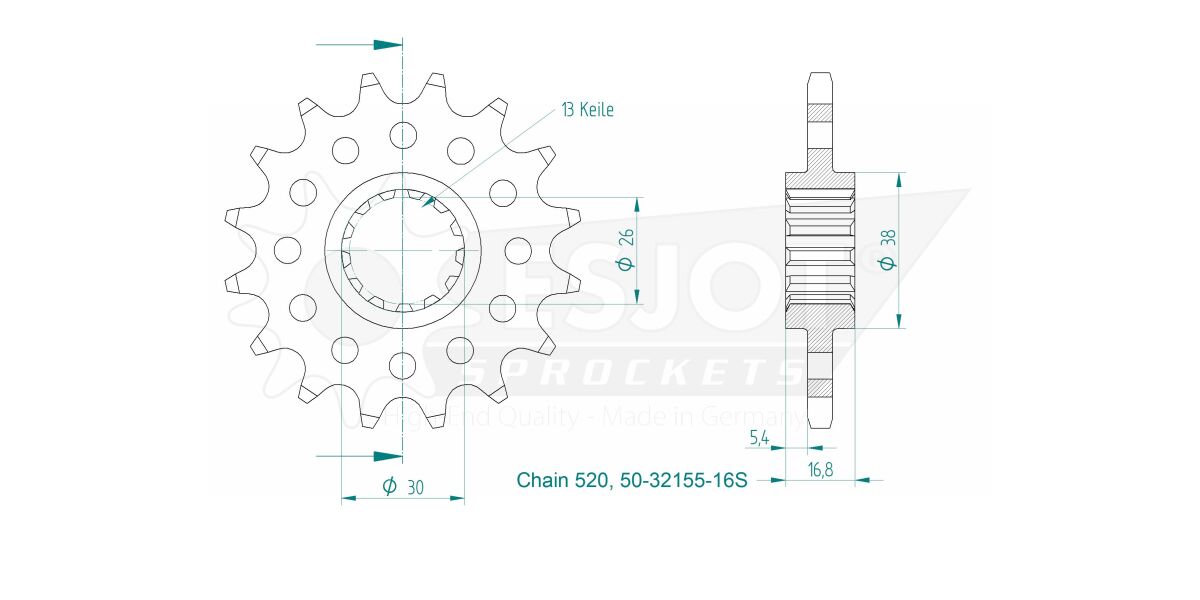 SPROCKET FRONT 16T 520 - Bild 2
