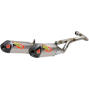 T-6 EURO DUAL EXHAUST SYSTEM STAINLESS STEEL WITH TITANIUM CANISTERS & CARBON END CAP