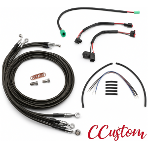 Kabel- och slangkit för 14" styre - Svart - 2011-2015 Harley-Davidson Softail utan ABS