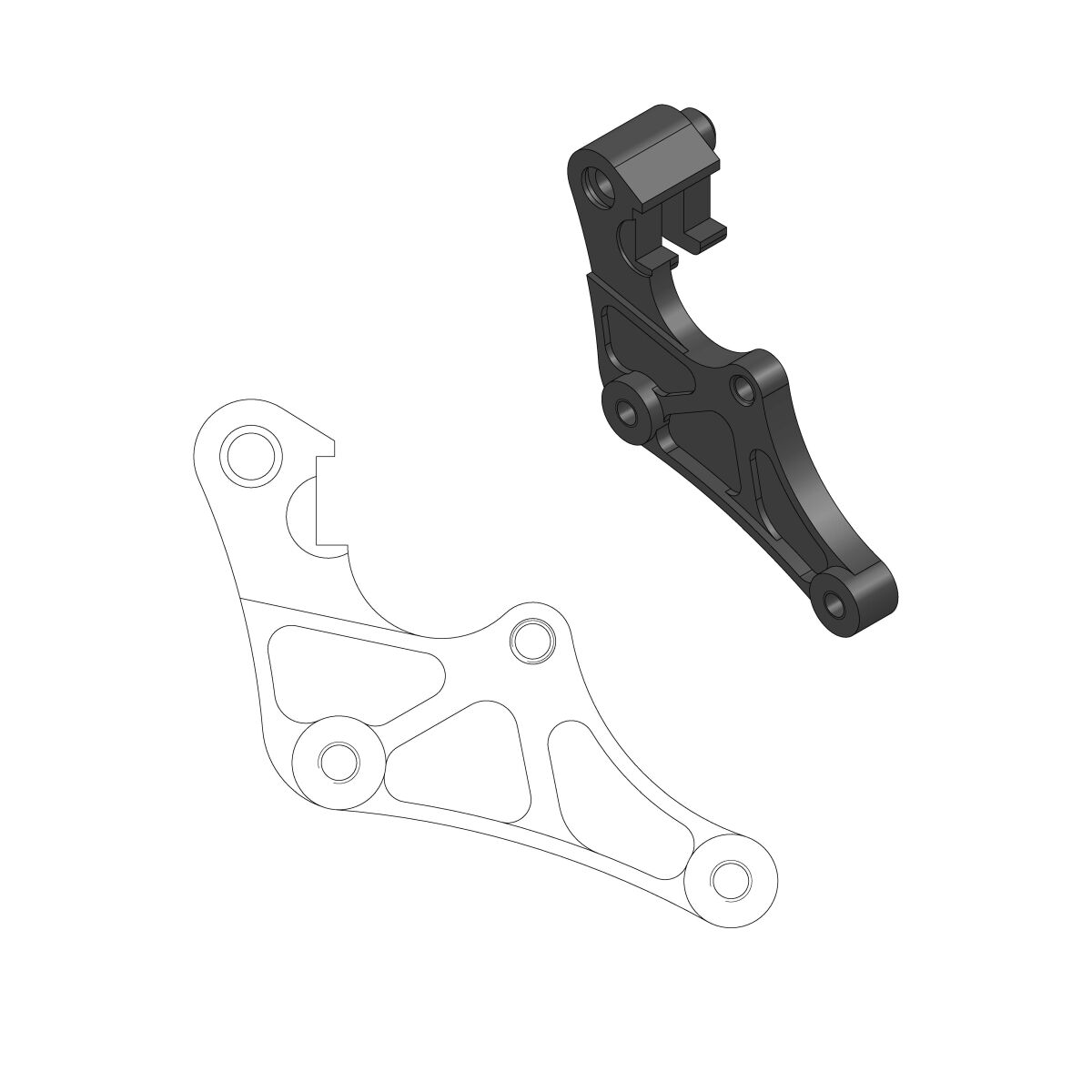 BRAKE CALIPER SM STREET RELOCATION BRACKET 320mm - MOTO-MASTER