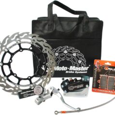 SM RACE KIT: 300mm FLOATING FLAME, BRAKE PADS/LINE,4 PISTON CALIPER/BRACKET, RADIAL MASTER CYLINDER - MOTO-MASTER