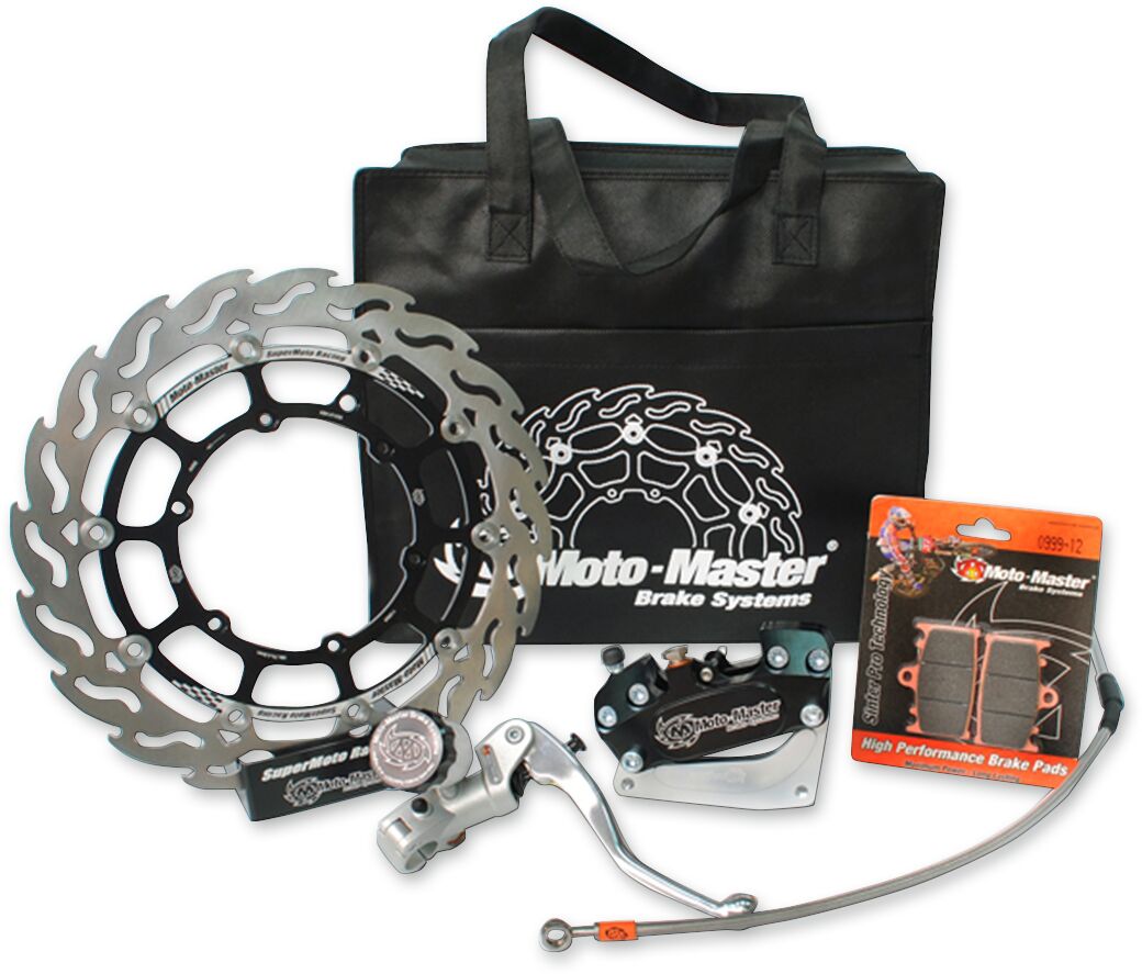 SM RACE KIT: 300mm FLOATING FLAME, BRAKE PADS/LINE,4 PISTON CALIPER/BRACKET, RADIAL MASTER CYLINDER - MOTO-MASTER