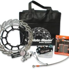 SM RACE KIT: 300mm FLOATING FLAME, BRAKE PADS/LINE,4 PISTON CALIPER/BRACKET, RADIAL MASTER CYLINDER - MOTO-MASTER