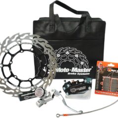 BRAKE KIT SM RACE: 320mm FLOATING FLAME,4-PISTON CALIPER/BRACKET,BRAKE PADS/LINE,RADIAL MASTER CYL. - MOTO-MASTER