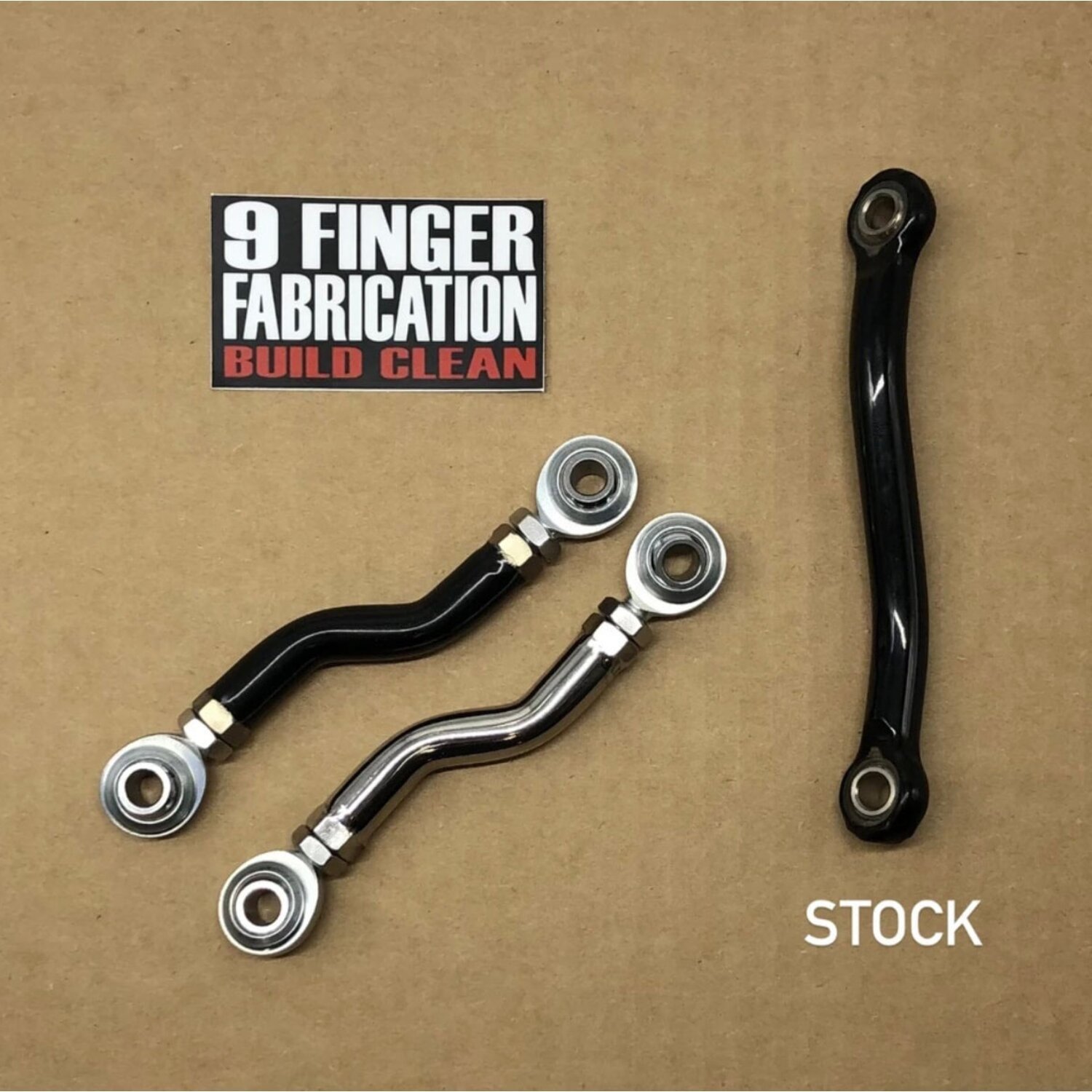 9Finger Fabrication, M8 mid-control brake linkage. Polished