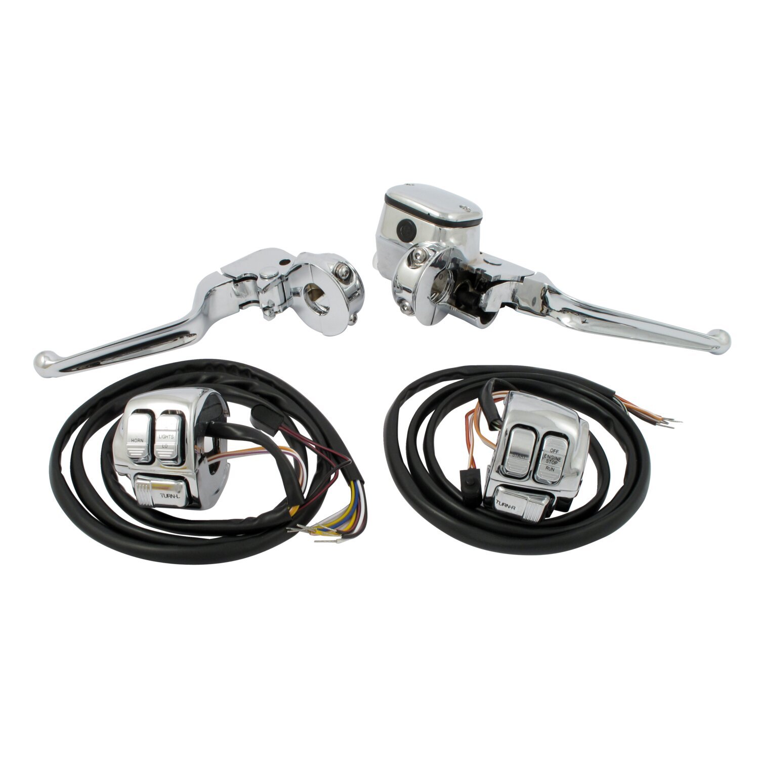 Handlebar control kit chrome 9/16" bore 96-13 Big Twin (Excl. 11-13 Softail; 12-13 Dyna; FXCW; FLT/Touring); 96-03 XL