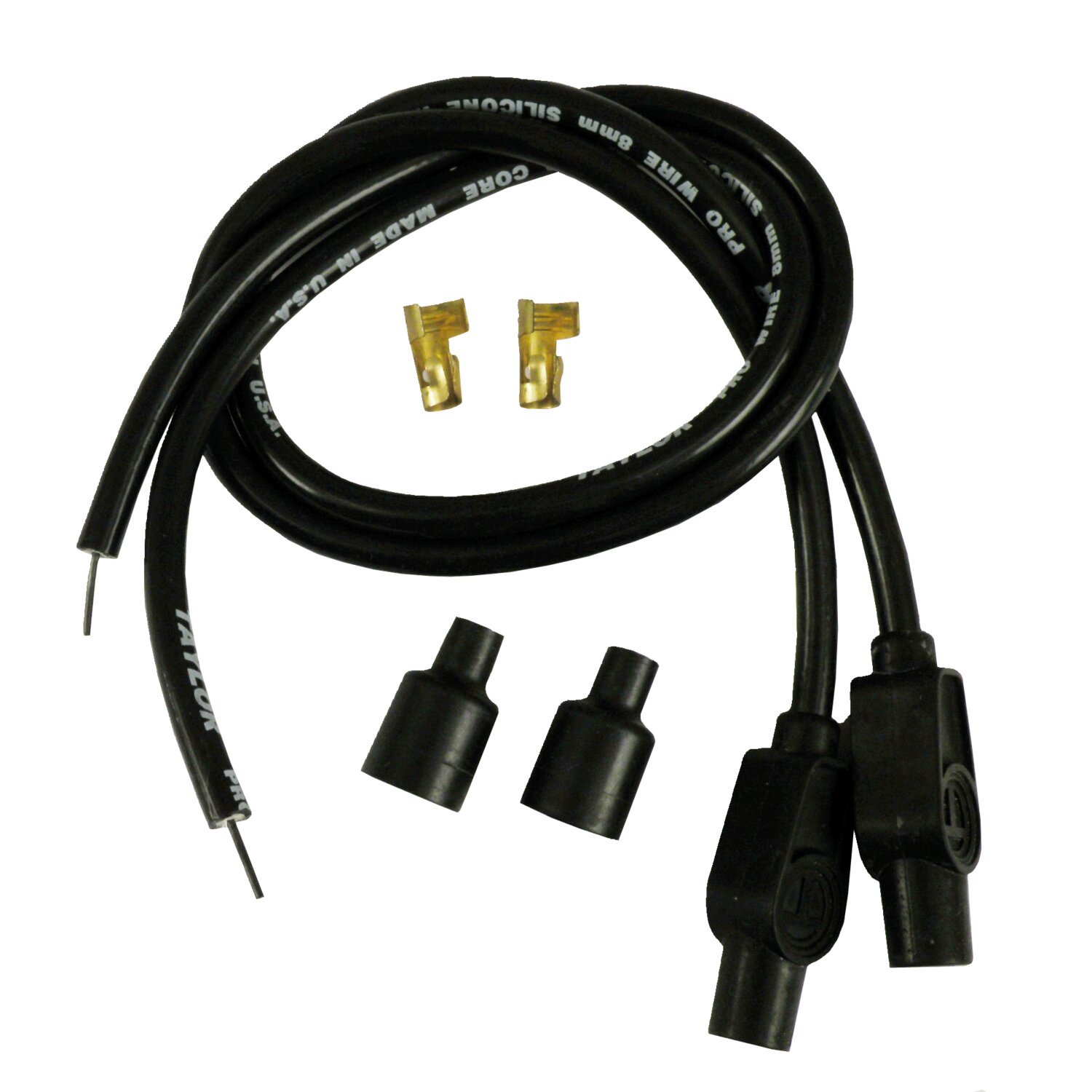 8mm carbon core univ. spark plug wire set. Black Electronic ignitions with pre-Twin style coils