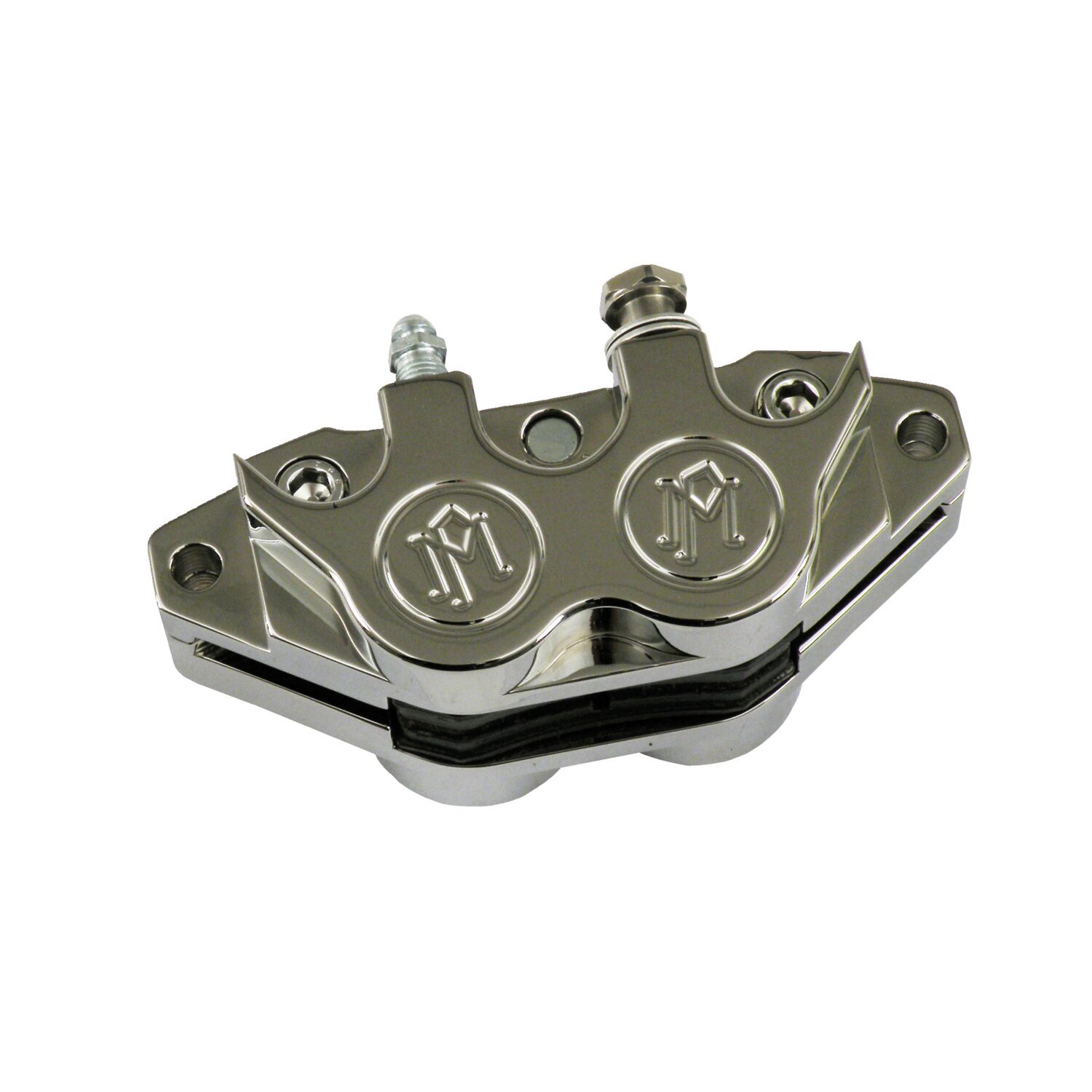 PM, 4-piston 125x4RSPH ''classic'' caliper. Chrome Rear right: 84-E87 Softail. See catalog for required bracket (NU). Rear left: