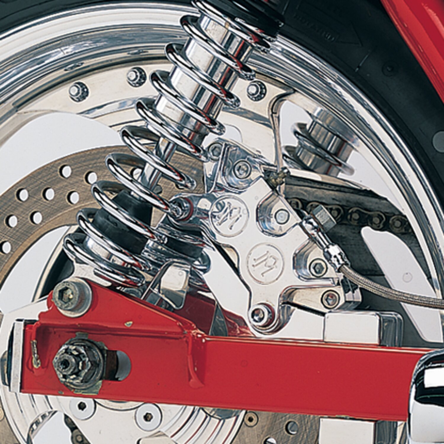 PM, Rear 4-p caliper bracket, 11.5". Chrome 84-94 FXR (NU)