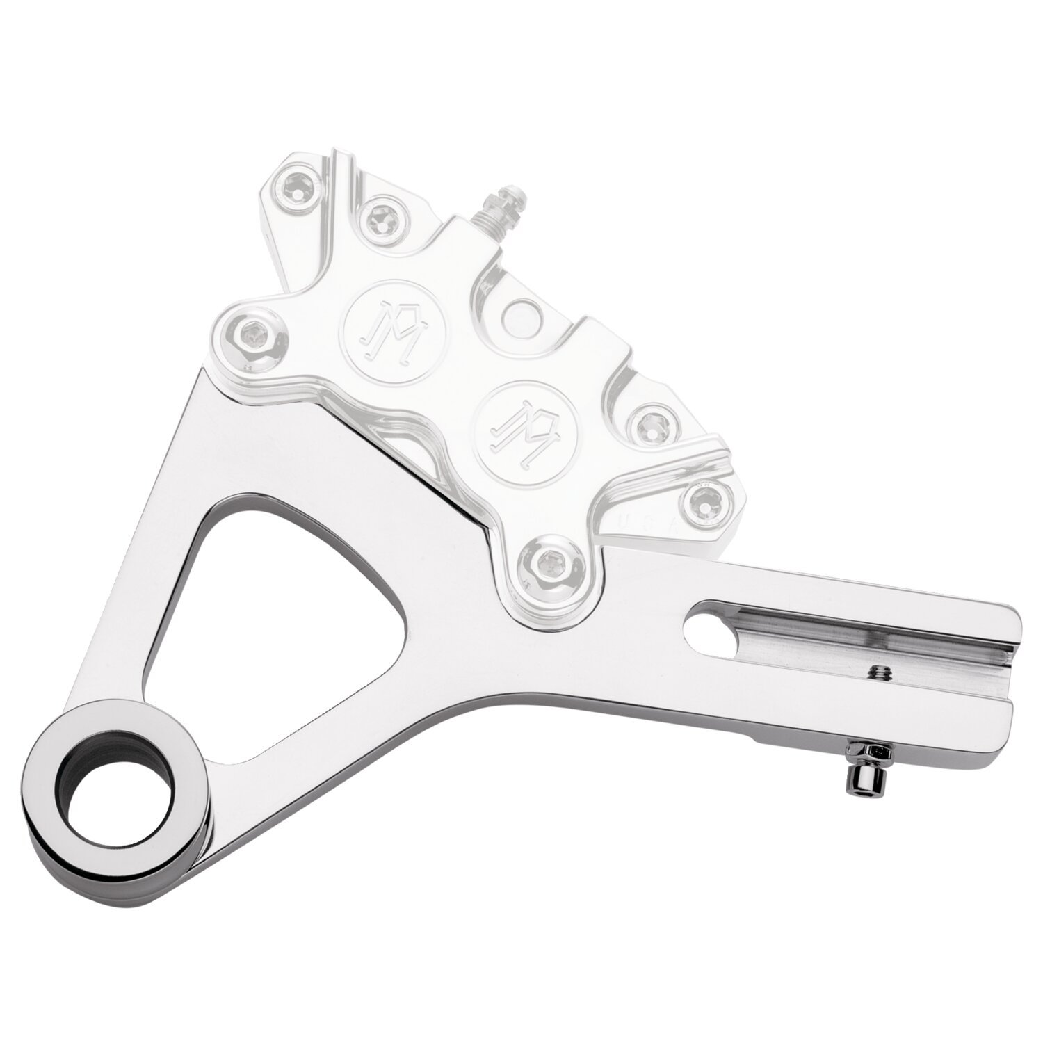 PM, Rear 4-p caliper bracket, 11.5". Polished 08-17 Dyna (NU)