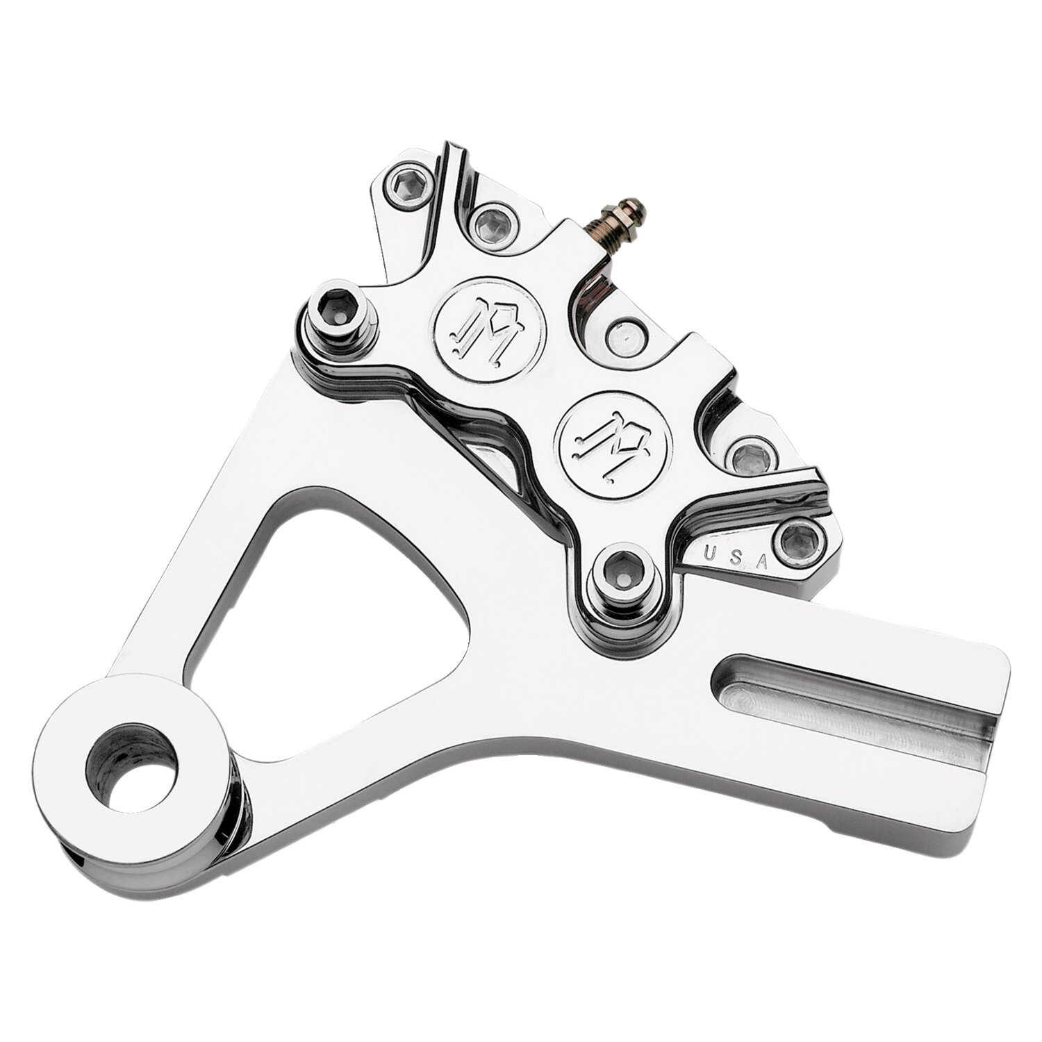 PM, Rear 4-p caliper bracket, 11.5". Chrome 00-05 Dyna (NU) - Bild 2