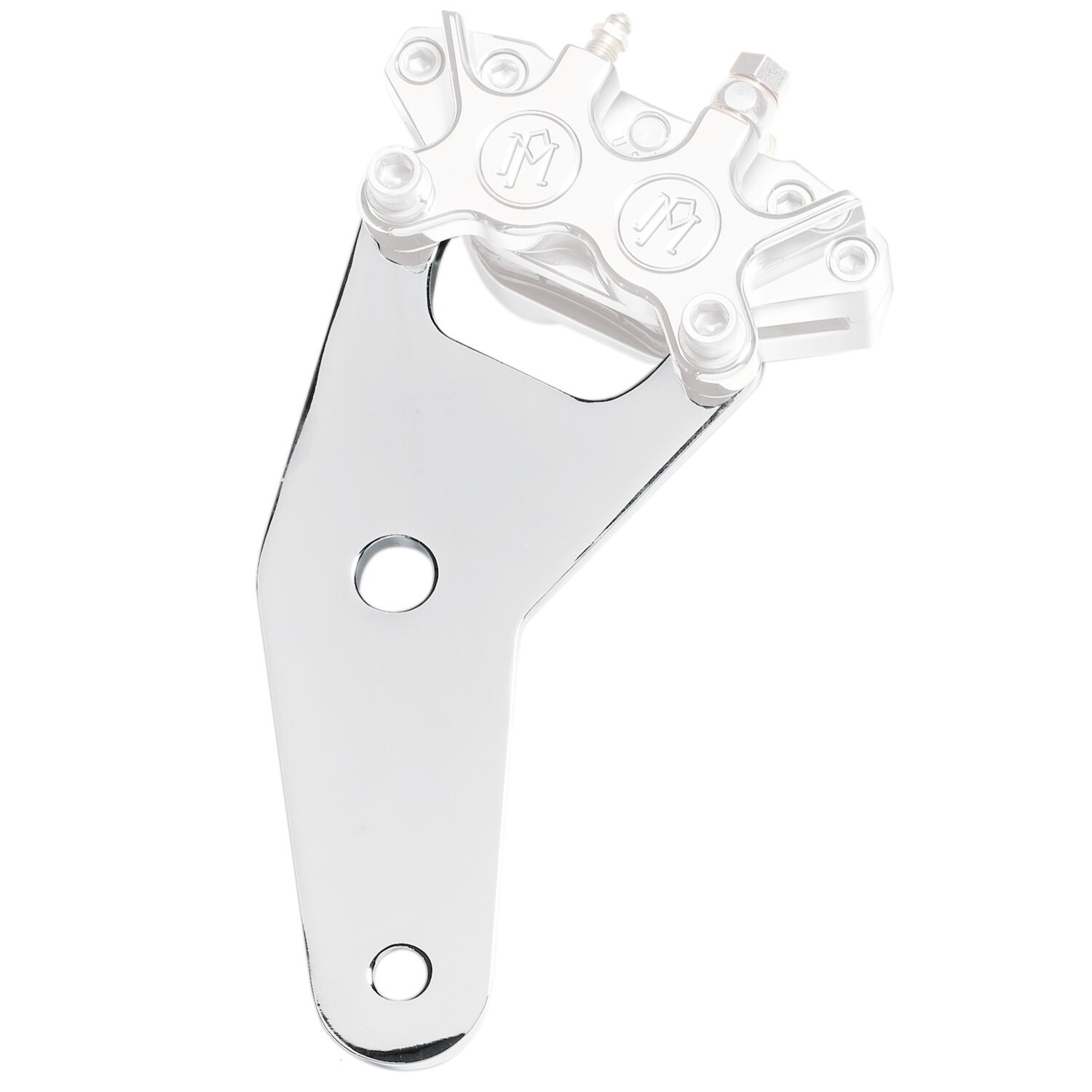 PM, rear 4-p caliper bracket, 10". Chrome 73-86 4-speed FL; FX (Excl. FLT/Touring; FXR); Custom applications with 10" - Bild 2