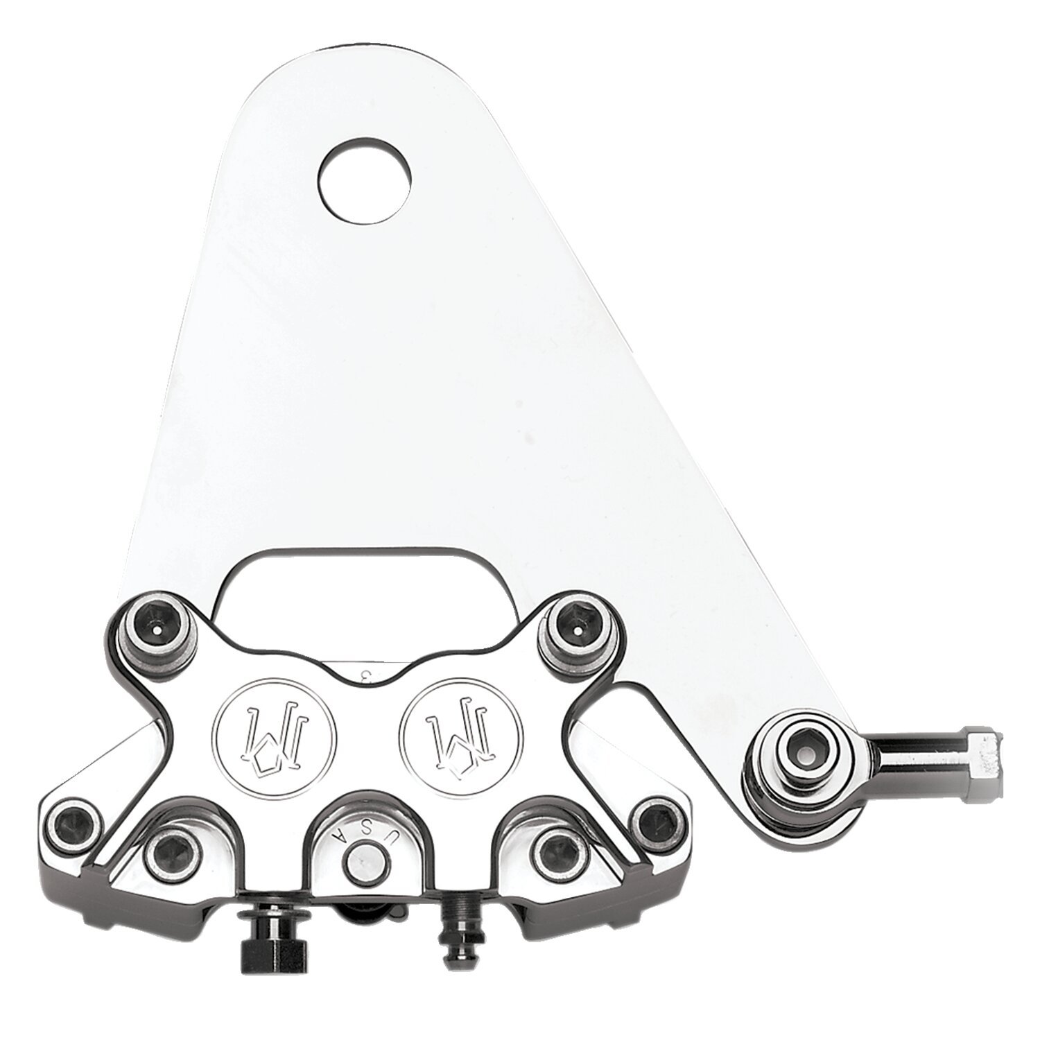 PM, rear 4-p caliper bracket, 11.5". Polished Universal with 11.5" rotor and 3/4" axle - Bild 2