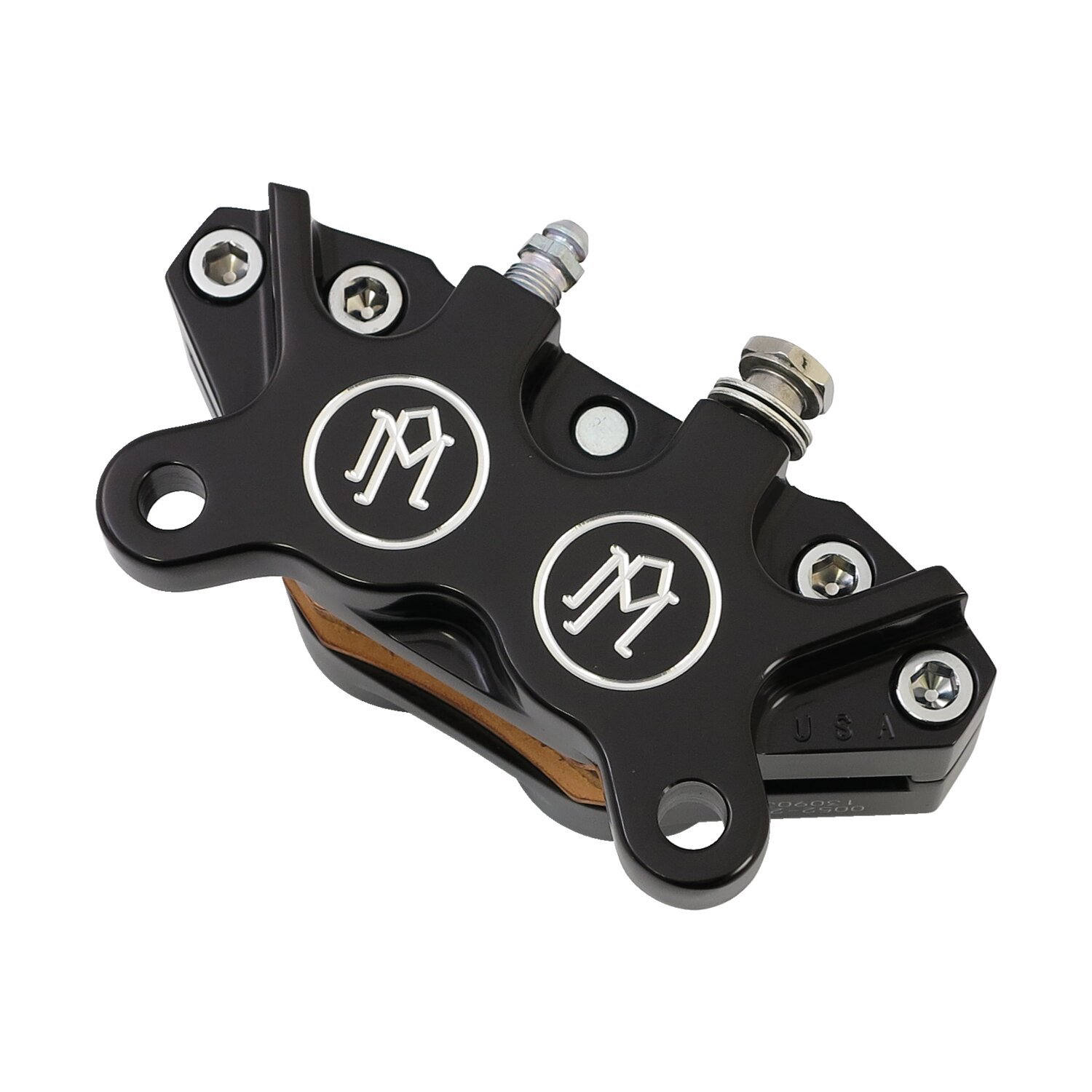 PM, 4-p classic caliper 125x4R. Black CC Rear: 73-85 4-sp FL; FX (excl. FLT); 84-94 FXR; L87-06 Softail; 91-17 Dyna. See