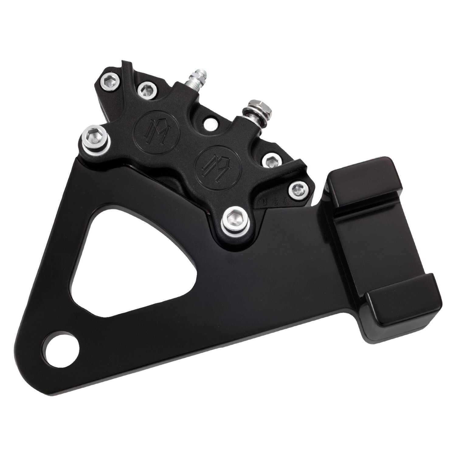 PM, rear 4-p caliper bracket, 11.5". Black 84-99 FXR (NU)