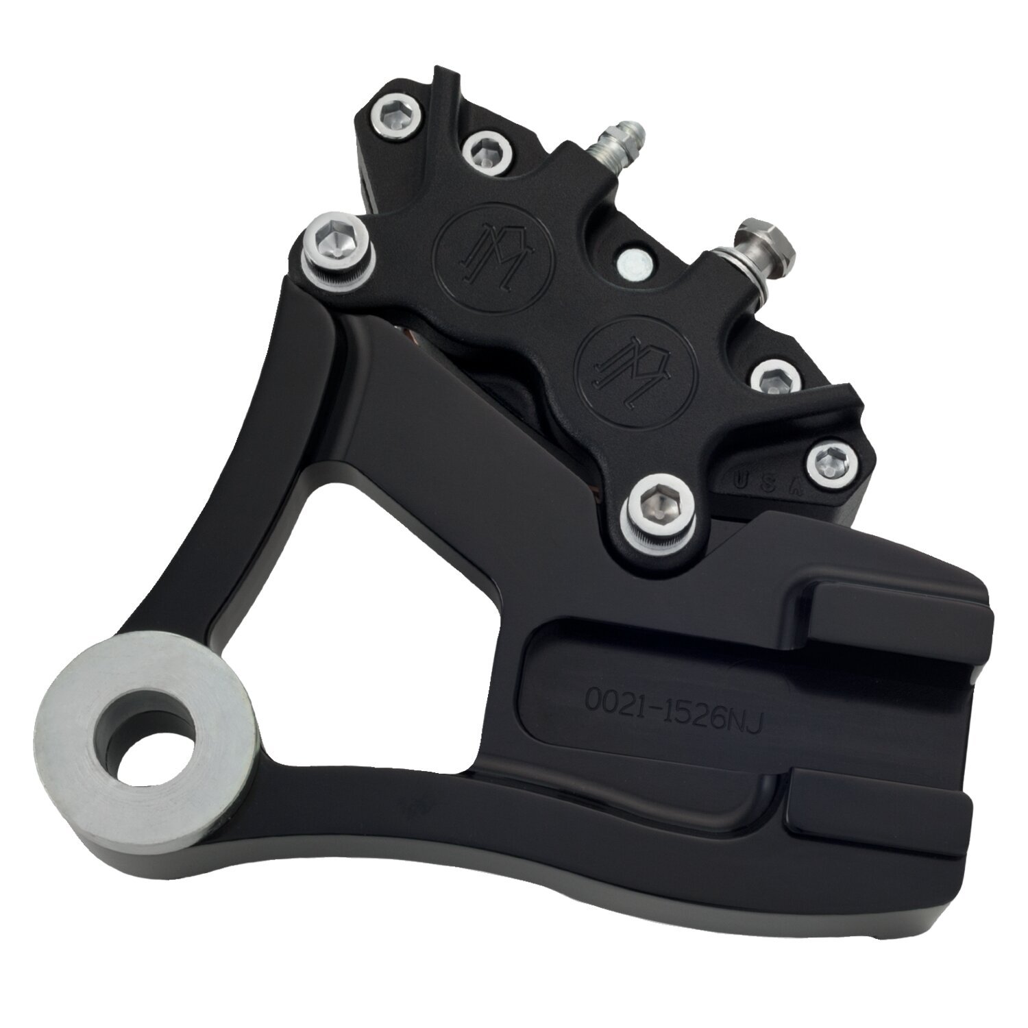 PM, Rear 4-p caliper bracket, 11.5". Black 91-99 Dyna (NU)