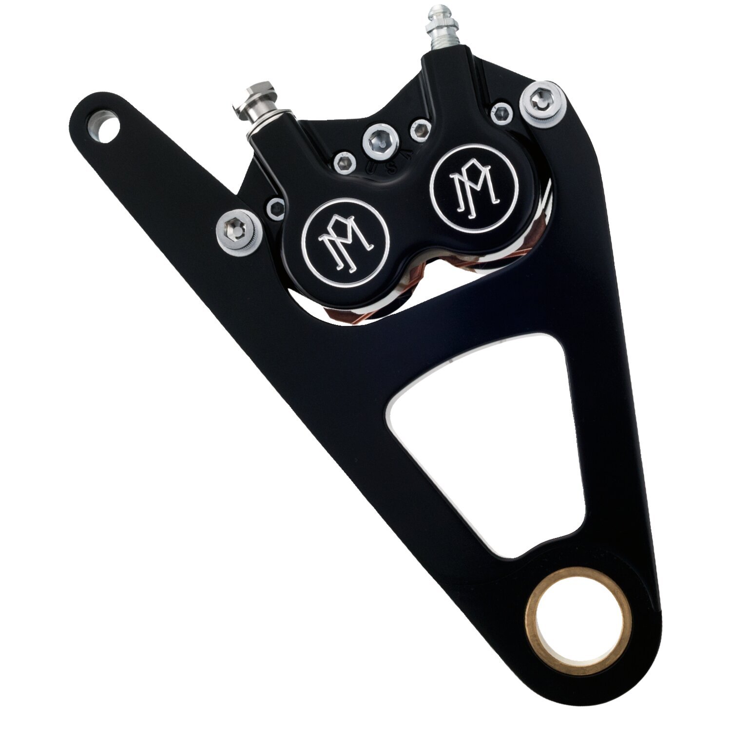 PM, right front 4-p caliper bracket, 11.5". Black 00-06 FXSTS (NU)