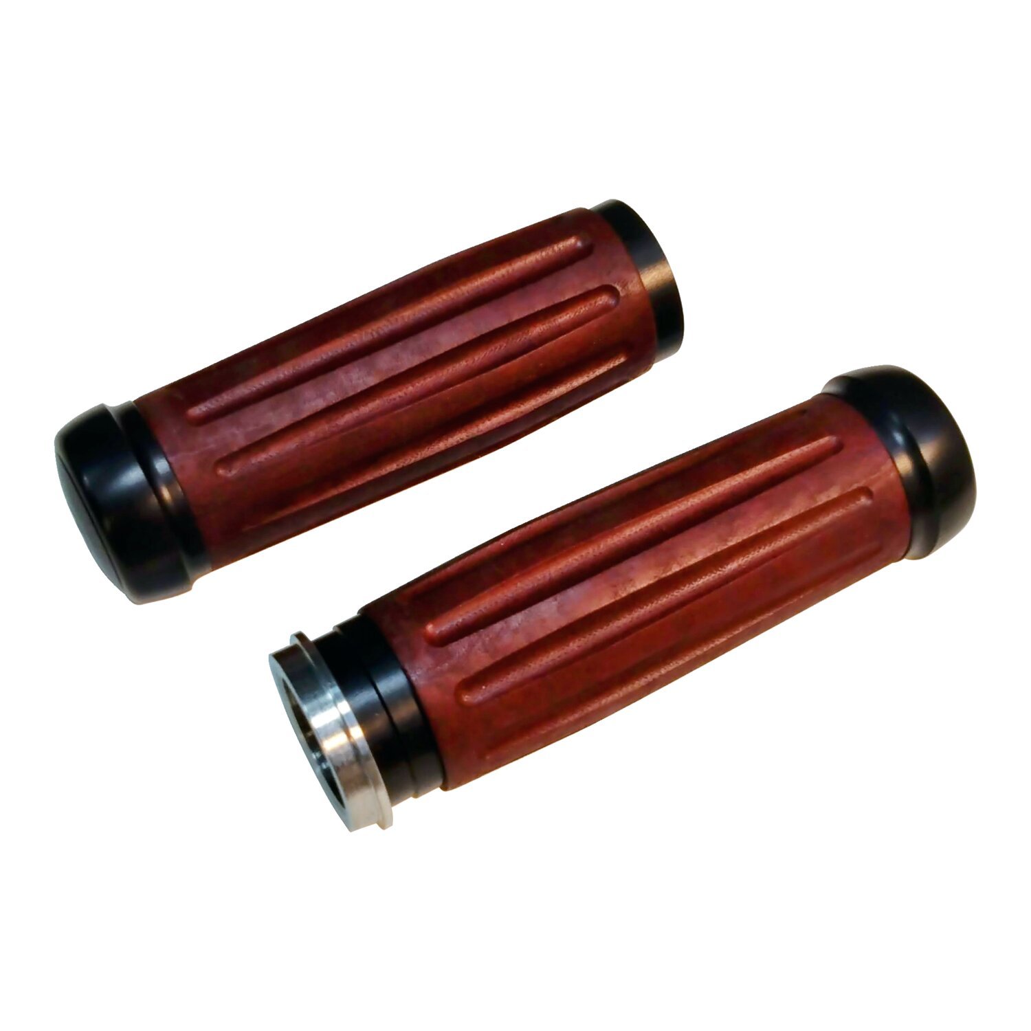 Riverside, Bakelite® retro handlebar grip set. Black 08-25 H-D with e-throttle (excl. 2025 Softail; 11-17 Softail CVO models; 23-25