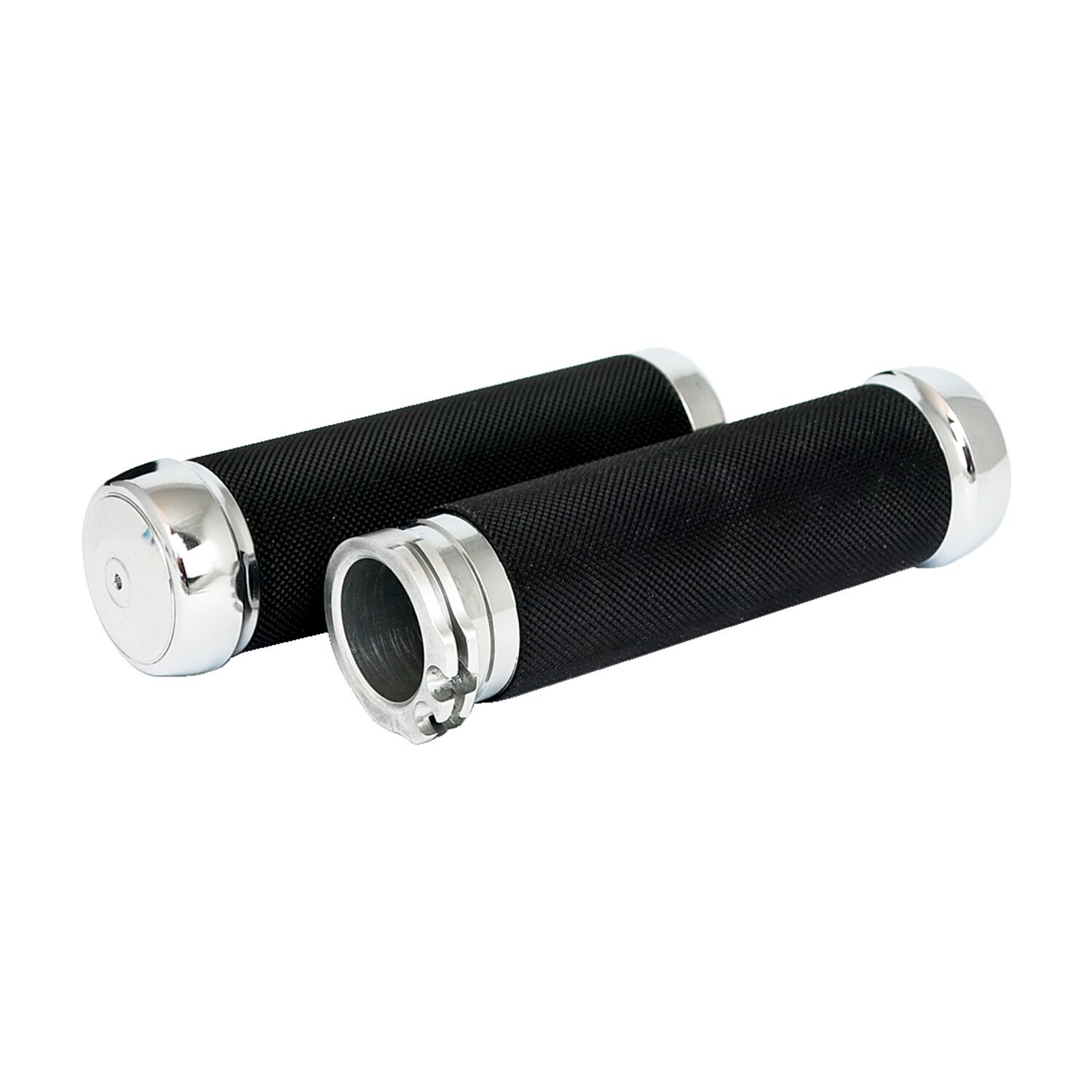 Riverside, Knurled billet aluminum grips. Black 74-22 H-D with single or dual throttle cables (Excl. Street) (NU)
