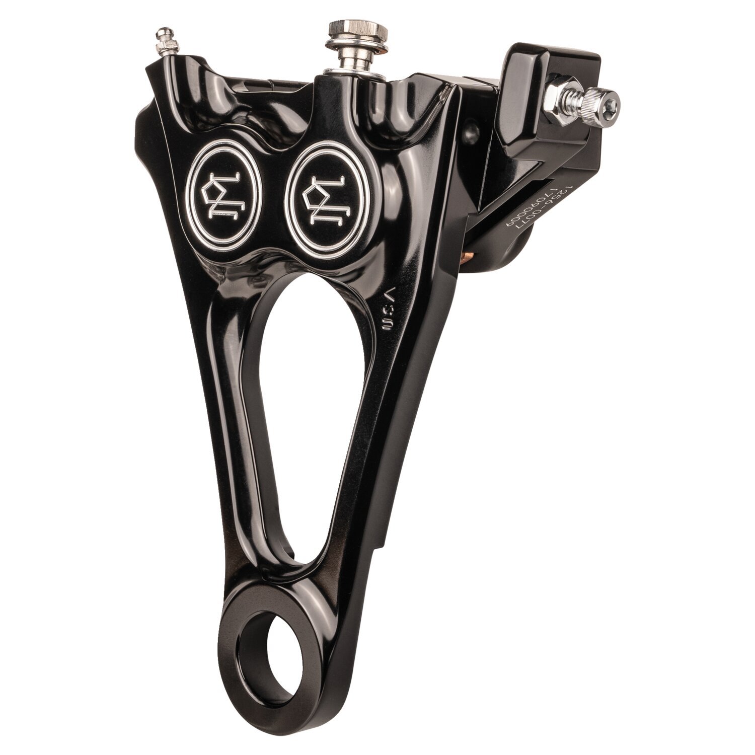 PM, 4-piston one-piece caliper/bracket, rear. Black CC 18-25 Softail