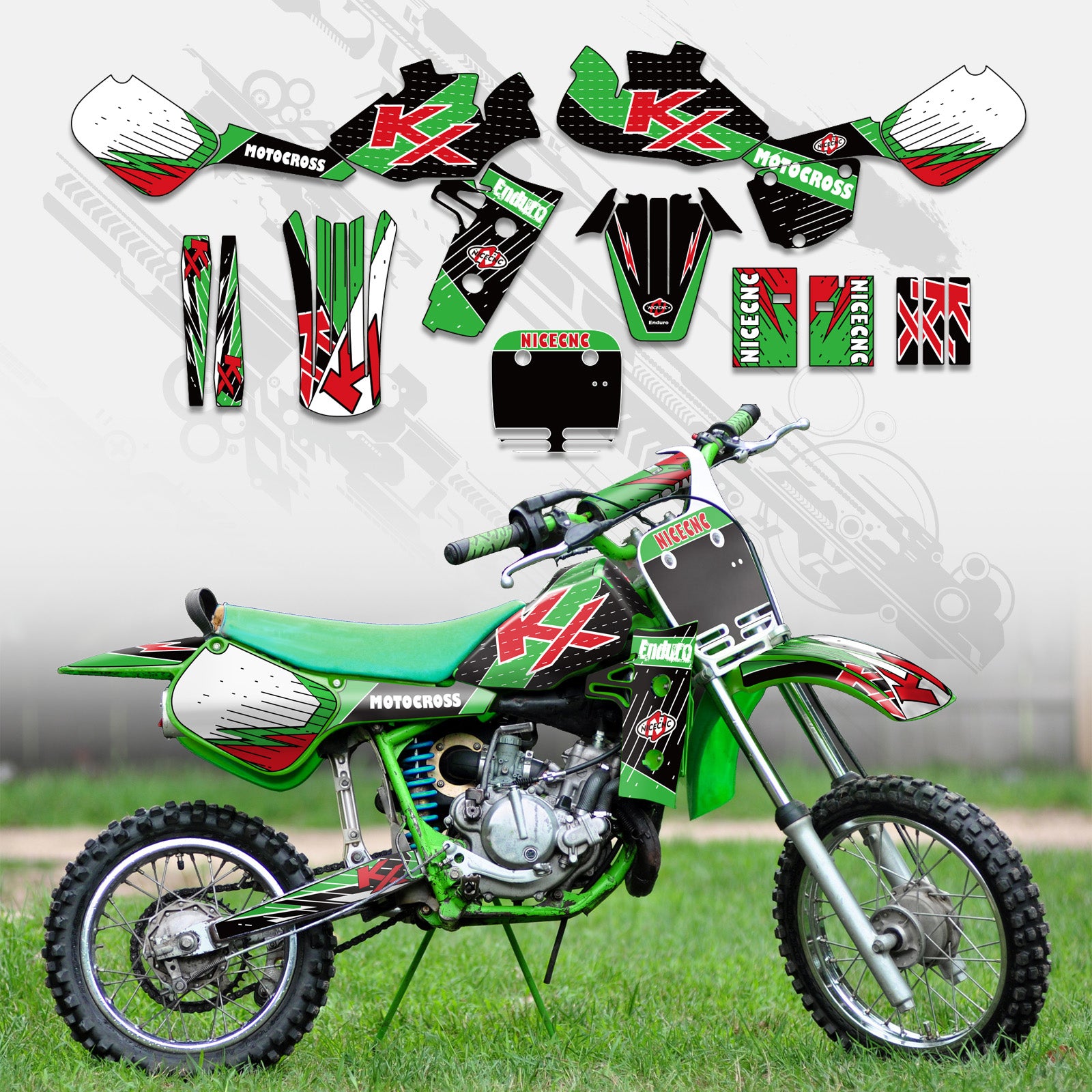 Motorcycle Full Graphics Decals Stickers Kit For KAWASAKI KX60 1985-2004
