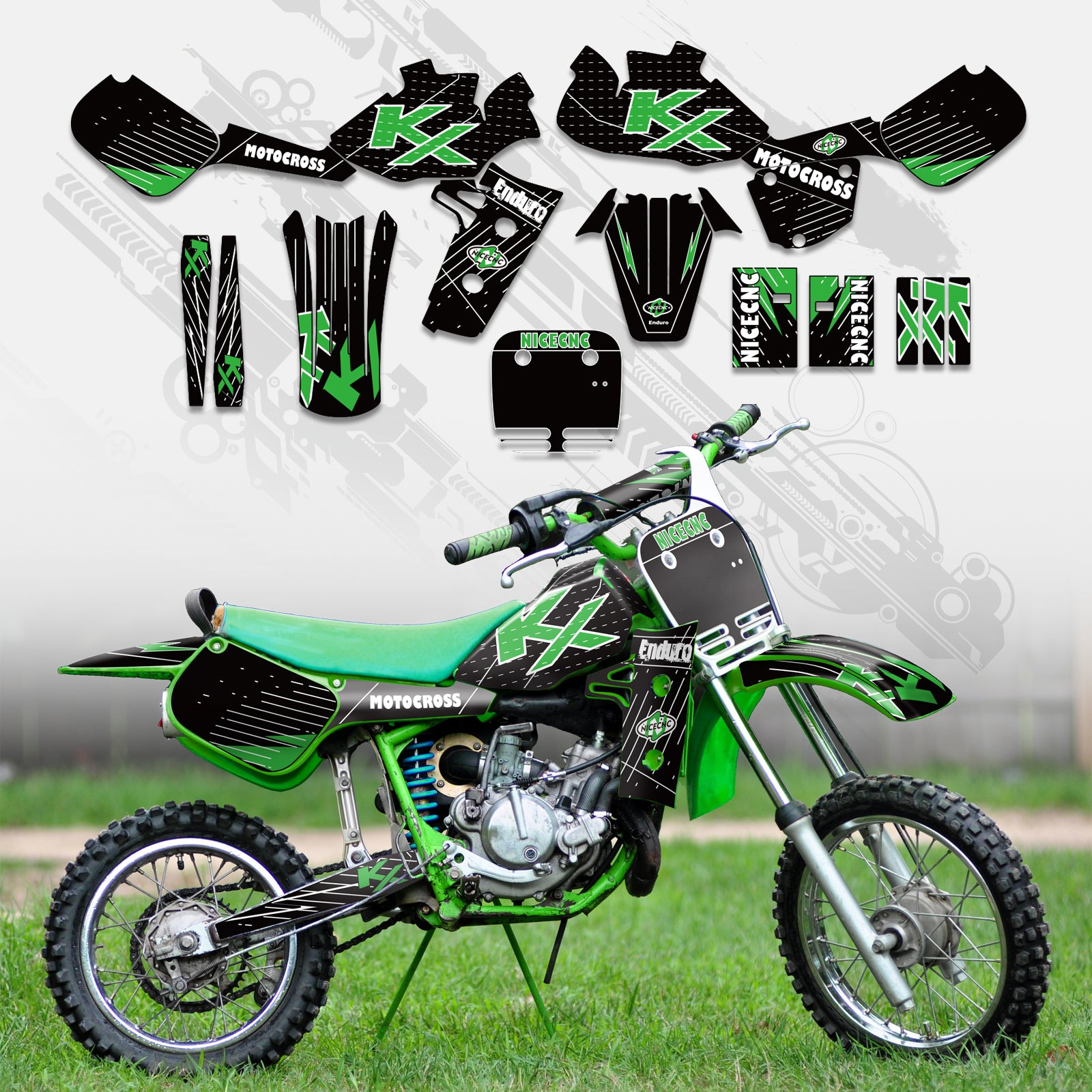 Motorcycle Full Graphics Decals Stickers Kit For KAWASAKI KX60 1985-2004