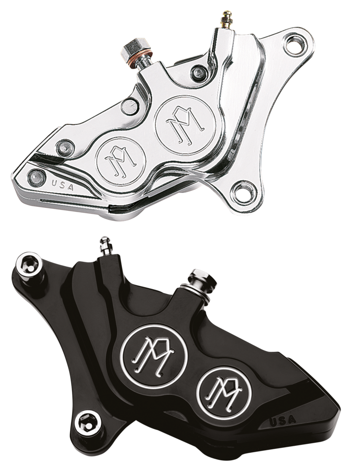 PERFORMANCE MACHINE 4 PISTON FRONT CALIPERS WITH DIFFERENTIAL BORE