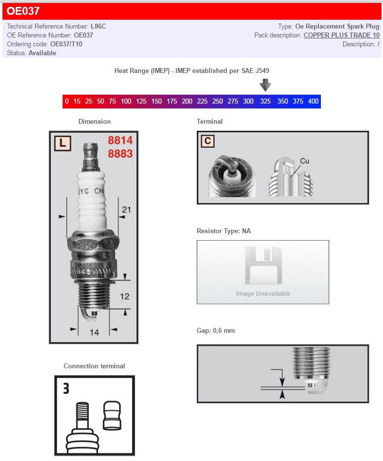 SPARK PLUG COPPER PLUS L86C